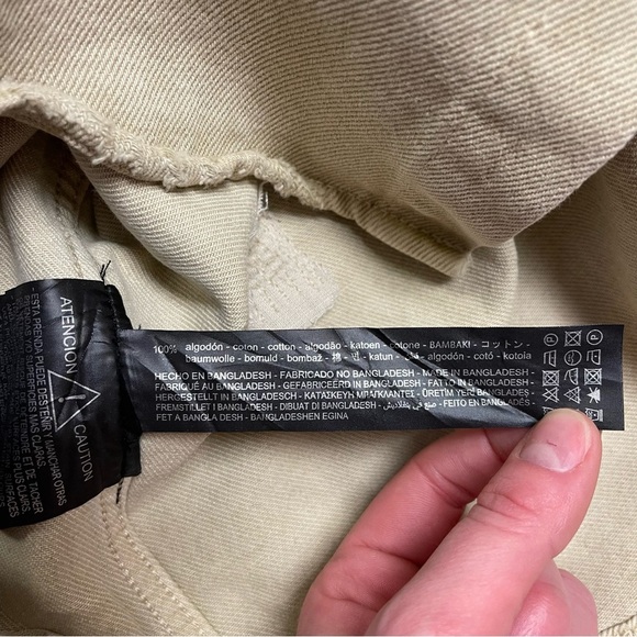 Zara Denim Overshirt Men's‎ Size Medium Khaki Tan Ripped Distressed - Picture 16 of 16